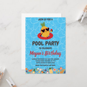 Uitnodigingen voor Pineapple Pool Party
