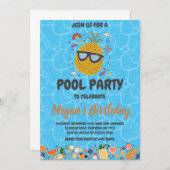 Uitnodigingen voor Pineapple Pool Party (Voorkant / Achterkant)