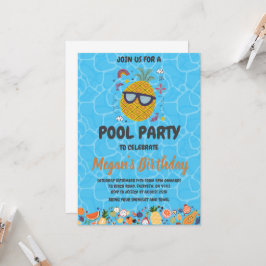 Uitnodigingen voor Pineapple Pool Party
