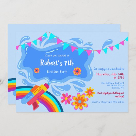 Uitnodigingen voor Pistool in water (Voorkant / Achterkant)