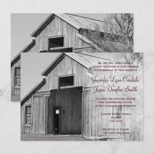 Uitnodigingen voor plattelandstokken in het bijtst (Voorkant / Achterkant)