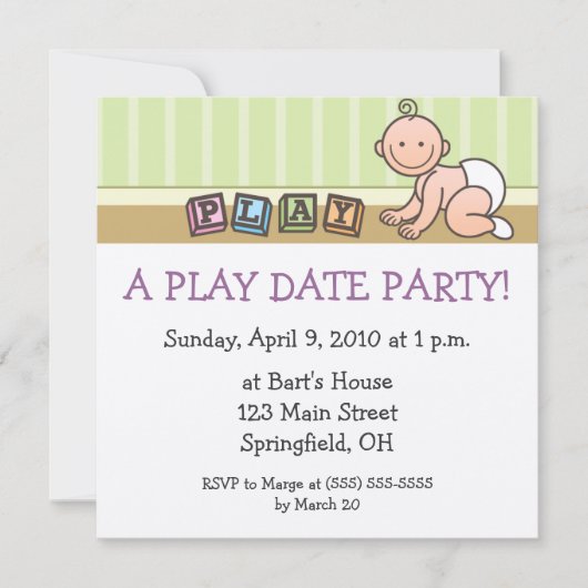 Uitnodigingen voor Play Date Party (Voorkant)