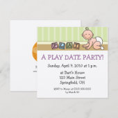 Uitnodigingen voor Play Date Party (Voorkant / Achterkant)