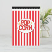 Uitnodigingen voor popcorn rode en witte streep fi (Staand voorkant)