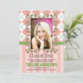 Uitnodigingen voor preppy Graduation Announcement (Staand voorkant)