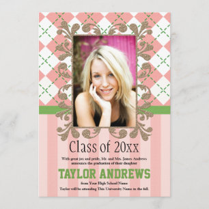 Uitnodigingen voor preppy Graduation Announcement