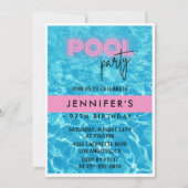 Uitnodigingen voor Pretty Pink Pool Party 97e verj (Voorkant)