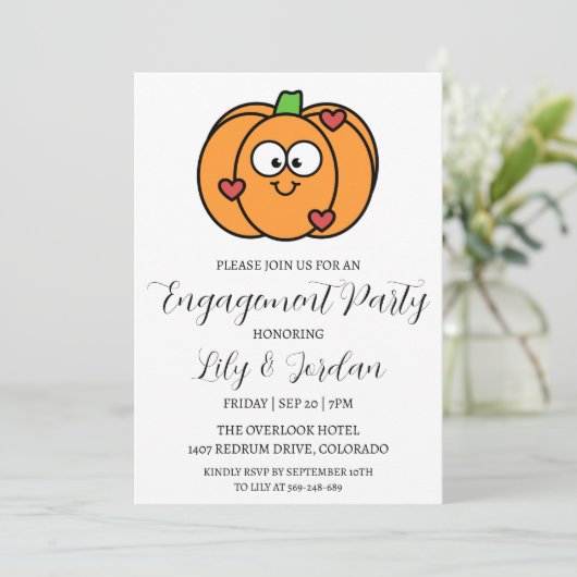 Uitnodigingen voor Pumpkin herfst Engagement (Staand voorkant)