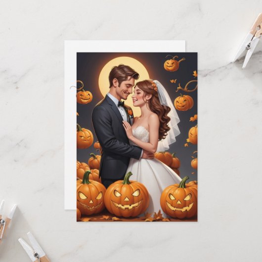 Uitnodigingen voor Pumpkin herfst Engagement (Voorkant / Achterkant in situ)