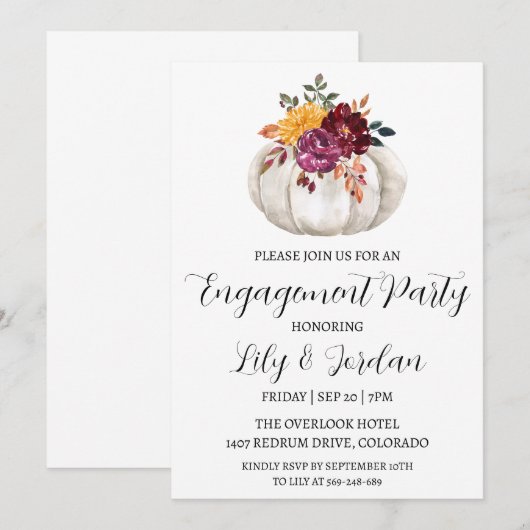 Uitnodigingen voor Pumpkin herfst Engagement (Voorkant / Achterkant)