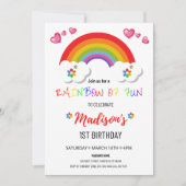 Uitnodigingen voor Rainbow-feestje voor meisje  (Voorkant)