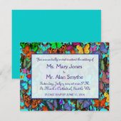 Uitnodigingen voor regenboogkleurige vlinders Rech (Voorkant / Achterkant)