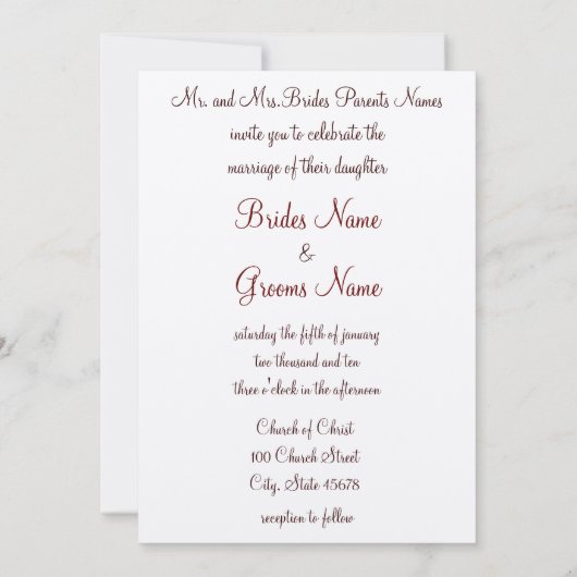 Uitnodigingen voor renaissance Wedding (Achterkant)