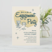 Uitnodigingen voor Retro Engagement Party (Staand voorkant)