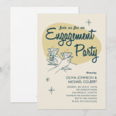 Uitnodigingen voor Retro Engagement Party (Voorkant / Achterkant)
