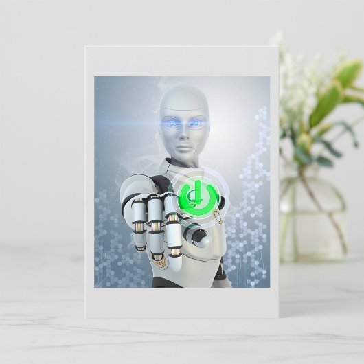 Uitnodigingen voor Robot Pushing Power Button