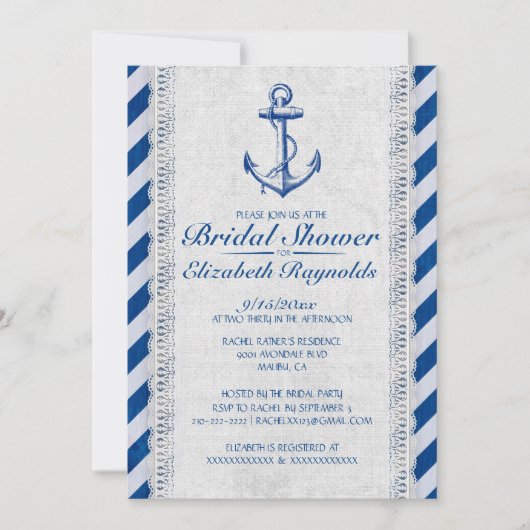 Uitnodigingen voor Robuuste anker Nautical Bridal  (Voorkant)