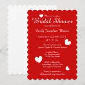 Uitnodigingen voor rode en witte donkere douches m (Voorkant / Achterkant)