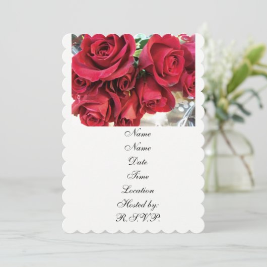 Uitnodigingen voor rode rozen (Staand voorkant)