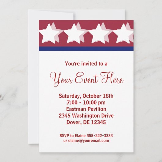 Uitnodigingen voor Rode Sterren Campagnefeest (Voorkant)