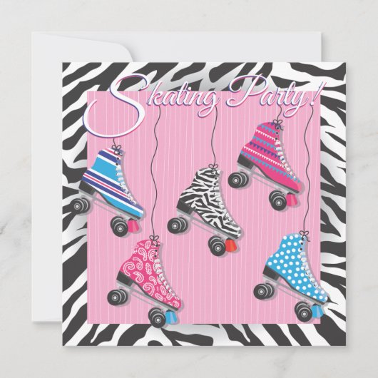 Uitnodigingen voor roller skate-feestje (Voorkant)