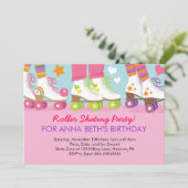 Uitnodigingen voor roller Skating-verjaardagsfeest (Staand voorkant)