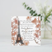 Uitnodigingen voor romantische bruiloft in de Eiff (Staand voorkant)