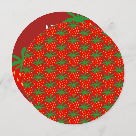 Uitnodigingen voor ronde aardbei in kind (Voorkant / Achterkant)