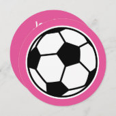 Uitnodigingen voor ronde meisjes voetbal op Birthd (Voorkant / Achterkant)