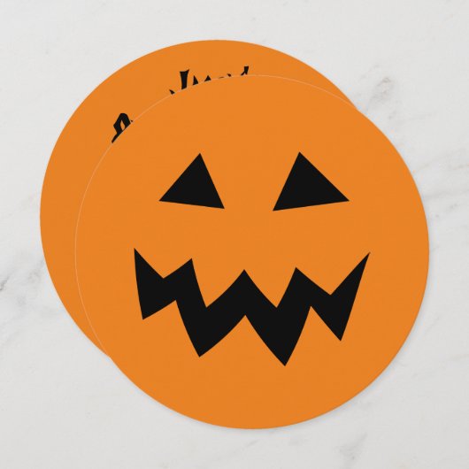 Uitnodigingen voor ronde pumpkin Halloween Birthda (Voorkant / Achterkant)