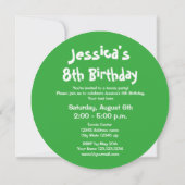 Uitnodigingen voor ronde tennis ball Birthday (Achterkant)