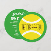 Uitnodigingen voor ronde tennis ball Birthday (Voorkant / Achterkant)