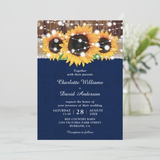 Uitnodigingen voor roodbruine zonnebloemen en mari (Staand voorkant)