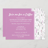 Uitnodigingen voor roze koffieliefhebbers (Voorkant / Achterkant)