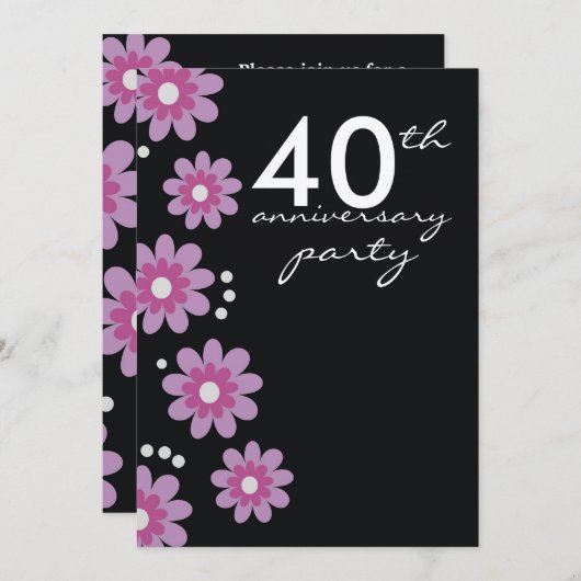 Uitnodigingen voor Ruby 40th Huwelijksjubileumfees (Voorkant / Achterkant)