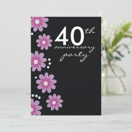 Uitnodigingen voor Ruby 40th jubileumfeestje trouw (Staand voorkant)