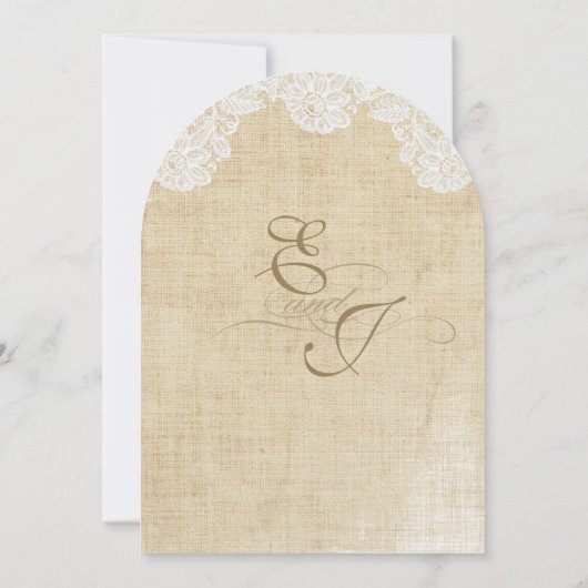 Uitnodigingen voor Rustic Country Lace en Burlap W (Achterkant)