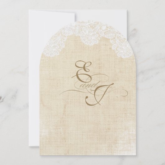 Uitnodigingen voor Rustic Country Lace en Burlap W (Achterkant)