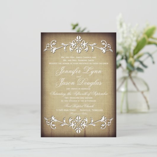 Uitnodigingen voor  Rustic Paper Flourish Wedding (Staand voorkant)