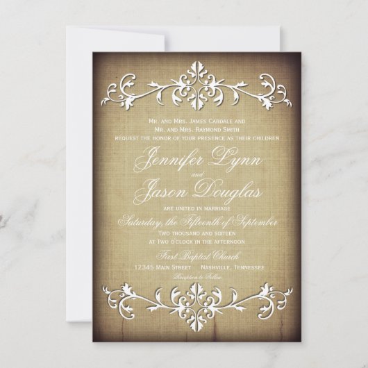 Uitnodigingen voor  Rustic Paper Flourish Wedding (Voorkant)
