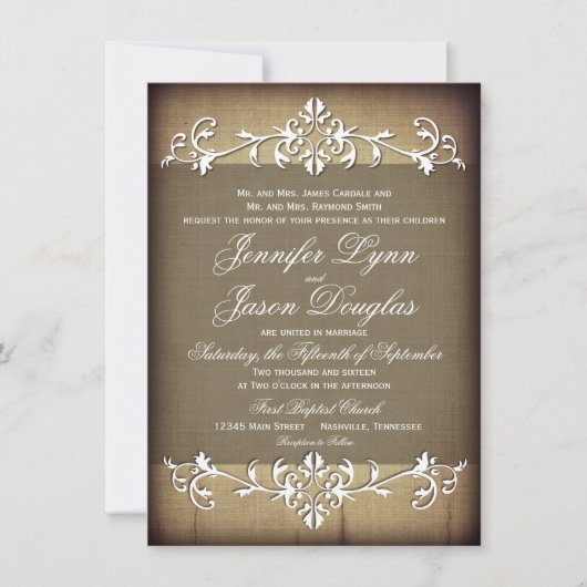 Uitnodigingen voor  Rustic Paper Flourish Wedding (Voorkant)