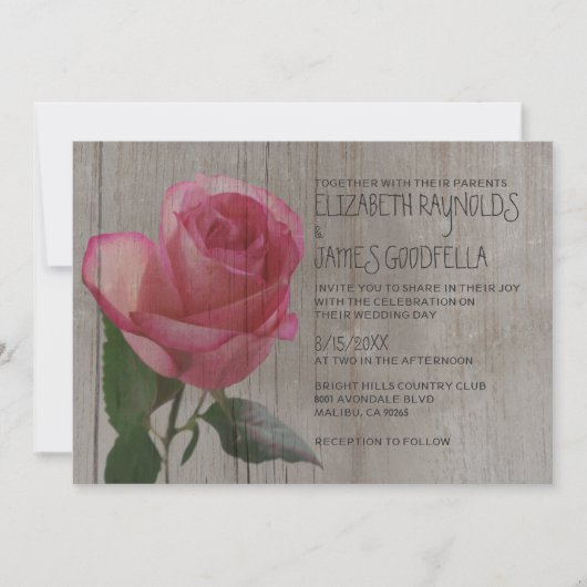 Uitnodigingen voor Rustic Roos Wedding (Voorkant)