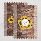 Uitnodigingen voor Rustic Sunflower Wedding (Voorkant / Achterkant)