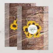 Uitnodigingen voor Rustic Sunflower Wedding (Voorkant / Achterkant)