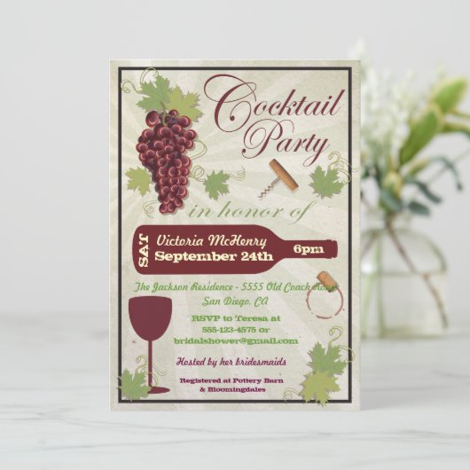 Uitnodigingen voor rustieke cocktailparty (Staand voorkant)