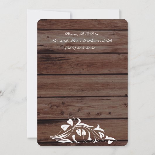 Uitnodigingen voor rustieke huwelijksrepetitie din (Achterkant)