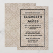 Uitnodigingen voor Rustige Damask Wedding (Voorkant / Achterkant)