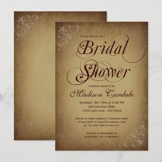 Uitnodigingen voor Rustige papierbridale douches (Voorkant / Achterkant)