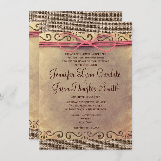 Uitnodigingen voor Rustige  papieren bruiloft (Voorkant / Achterkant)