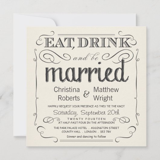 Uitnodigingen voor Rustige Vintage Black & Cream W (Voorkant)